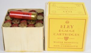 Twenty five 4 bore Eley Metal Lined Water Resisting Smokeless Non-corrosive 3oz BB shot shotgun