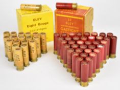 One hundred and four 8 bore shotgun cartridges including Eley Gastight, some in original boxes.