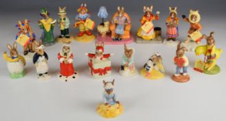 Seventeen Royal Doulton Bunnykins figures including Eskimo, Lapland, Mrs Collector, Clarissa the