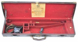 Westley Richards & Co leather and brass bound shotgun carry case with fitted interior and 'Westley