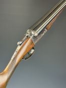AYA No. 4 12 bore side by side ejector shotgun with named and engraved locks, engraved underside,