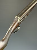 French 16 bore side by side shotgun with line engraved locks, underside, trigger guard, top plate,