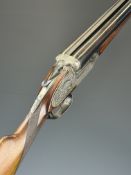 Spanish 12 bore side by side sidelock ejector shotgun with engraved locks, underside, trigger guard,