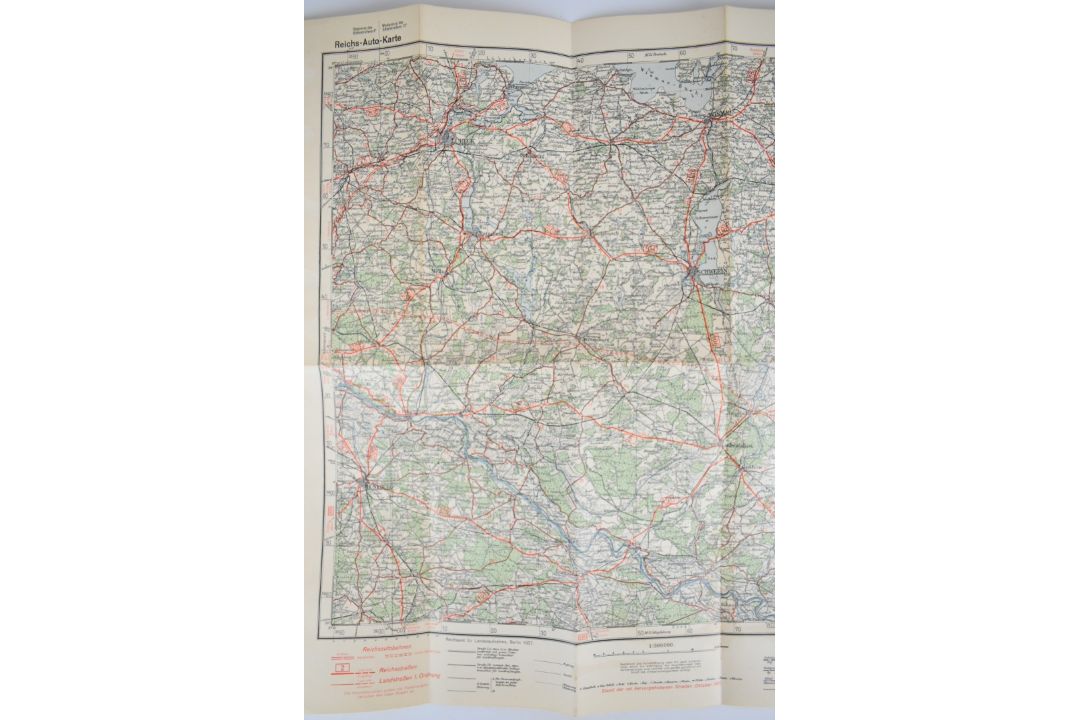 Nazi German road map covering the Lubeck and Schwerin are of Northern Germany, dated 1937 to lower - Image 4 of 5