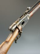Swiss Vetterli .41 bolt action rifle with chequered forend, slung mounts, spurred trigger guard,