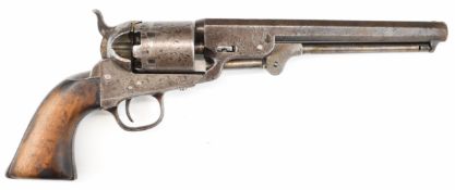 Colt .44 six-shot single action revolver with shaped wooden grips and 7.5 inch barrel stamped '