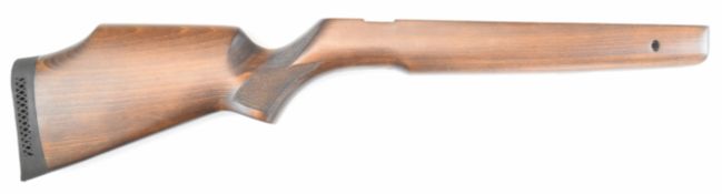 BSA, Weihrauch or similar air rifle stock with chequered semi-pistol grip and raised cheek piece,