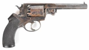 William & John Rigby Adam's patent 54 bore 5-shot double-action revolver with chequered wooden