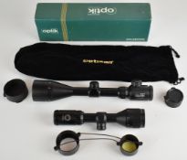 Two rifle scopes London Armoury Company 3-9x40 AO and Richter Optik 3-9x50 AOE in original box.