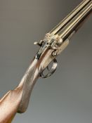 William Lee 12 bore side by side hammer action shotgun with named and line engraved locks, chequered