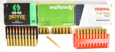 Fifty .30-06 rifle cartridges comprising 10 Remington Accelerator Sabot, 20 Federal Gold Medal Match