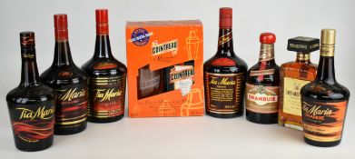 Eight mixed liqueurs comprising Tia Maria 20% vol, Drambuie 40% vol, Cointreau 40% vol and Disaronno
