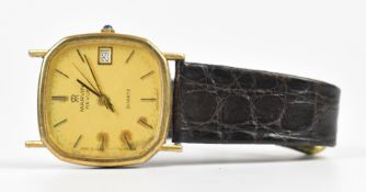 Marvin 9ct gold gentleman's wristwatch with date aperture two-tone black and gold hands and baton