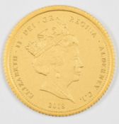 2018 Elizabeth II Alderney Remembrance gold quarter sovereign