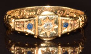 An 18ct gold ring set with a diamond and paste, Birmingham 1919, 2.3g, size O