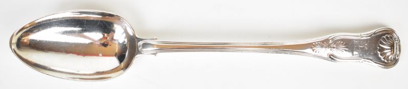 Georgian hallmarked silver King's pattern basting spoon, London 1825, maker Charles Eley, length