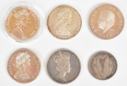 UK and Irish coinage with silver examples including Bermuda, Gibraltar, Isle of Man crowns, 1974