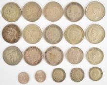 Approximately 228g of pre-1947 British silver coinage to include thirteen half crowns