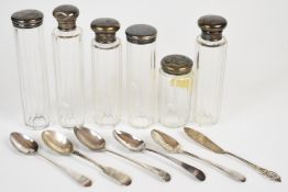 Georgian and later hallmarked silver cutlery comprising five various teaspoons and a butter knife,