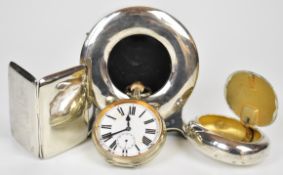 Victorian or Edward VII hallmarked silver Goliath or similar pocket watch holder, London 1901, maker