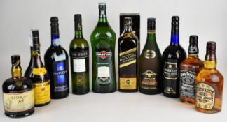 Ten bottles of mixed alcohol to include Jack Daniel's, Johnnie Walker, Harvey's Bristol Cream,