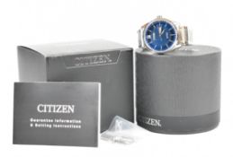 Citizen Eco-Drive gentleman's wristwatch ref. J800-S128439 with day and date aperture, steel hands