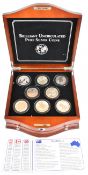 Brilliant Uncirculated Pure Silver Coins collection of eight 1oz silver coins in fitted case, with
