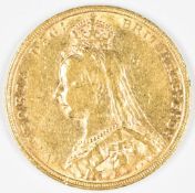 1889 Queen Victoria gold full sovereign with Jubilee head