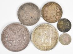 Over 160g of world silver coins and commemorative medals including an 1892 German East Africa 1