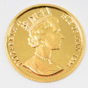 1994 Elizabeth II Isle of Man 24ct gold 1/20 oz Angel coin, with Westminster certificate