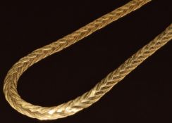 A 14k gold Italian necklace made up of plaited ribbon strands, 17.7g, 45.5cm