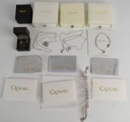 Clogau silver locket on chain in original box, Clogau silver heart necklace and matching earrings in