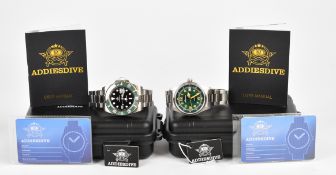 Two Addiesdive gentleman's wristwatches Sport Diving Watch with date aperture, luminous hands and