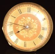 Unnamed 18ct gold open faced pocket watch with blued hands, black Roman numerals, engraved gold dial