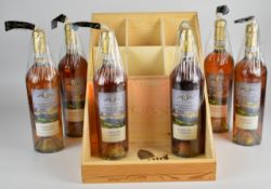 Six bottles of Conte Ottavio Piccolomini Ponticello rosé wine, 2017, 9.0% vol, 75cl, in wooden