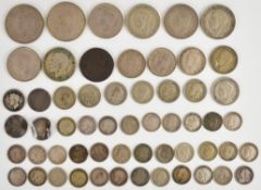Georgian and later British silver coinage comprising approximately 32g pre-1920 and 163g pre-1947,