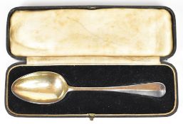 George V hallmarked silver Rat Tail pattern dessert spoon, London 1931, length 16cm, weight 35g,