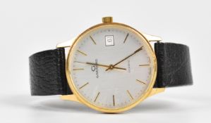 Garrard 9ct gold gentleman's wristwatch with date aperture, two-tone black and gold hands and