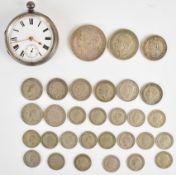 Approximately 109g of pre-1947 British silver coinage from half crown down to sixpence, 1943 Swiss 2