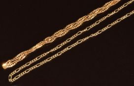 Two 9ct gold chains, 4.1g (one damaged)