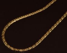 An 18ct gold necklace made up of flat interlocked links, 7.5g, 46cm