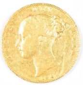 1847 Queen Victoria gold full sovereign with young head and shield reverse, G