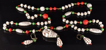 Neiger 'Fruit Basket' glass necklace and matching earrings