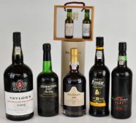 Five bottles of Port comprising Taylor's 2009 1.5L, Graham's 75cl, Armilar 75cl, Fletcher's 75cl and