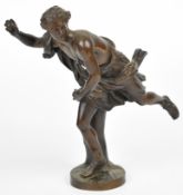 French 19thC bronze figure of Hippomenes, signed Barbedienne and with foundry mark to base, height