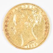 1868 Queen Victoria gold full sovereign with young head and shield reverse, die number 15, F