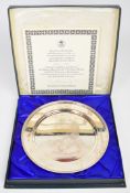 Elizabeth II limited edition (389/750) commemorative hallmarked silver plate or dish commemorating