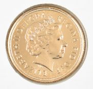 2006 Queen Elizabeth II gold full sovereign 80th Birthday Westminster presentation cover