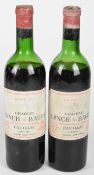 Two bottles of Chateau Lynch Bages Grand Cru Classé Pauillac red wine, 1966, 75cl.PLEASE NOTE ALL