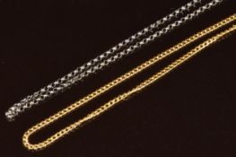 An 18ct gold chain (2.8g, 50cm) and a 9k white gold chain (1g, 46cm)